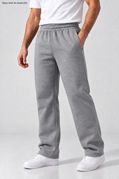 caddekombin Men's Loose Fit Sweatpants Streetwear Wide Leg Straight Leg Knitt...