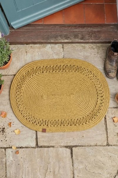 SİMEREV HALI HOME CONSEPT Door Mat 40X60 Bohemian Style Washable Double Sided Jute Mat Wicker Bathroom Exterior Door