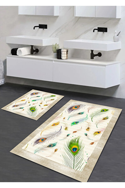 Liva home Luxury Spongy Digital Printed 2-Piece Bathroom Mat Set in 40X60-60X...