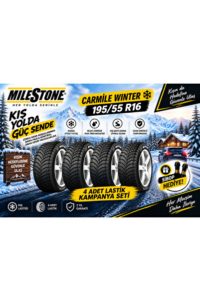 Milestone 195/55 R16 CARMİLE WİNTER 87H Kış Lastiği (4'LÜ TAKIM) (Üretim : 2026)