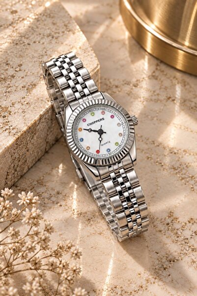 GANYMET Caponne Women's Wristwatch Minimal Silver Color Steel Band White Dial...