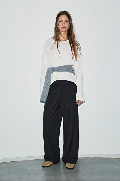 Pull & Bear Duble belli geniş paça pantolon
