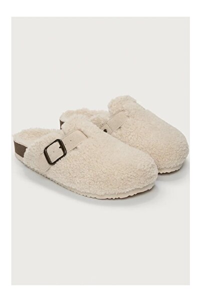 THE WHITE COMPANY Cork Sole Buckle Plush Indoor Women's House Slippers