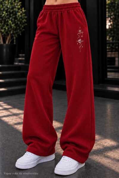 caddekombin Women's Blue Planet and Star Printed Sweatpants - Loose Fit Comfo...