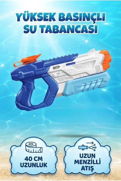 Tıfıl Toys Yüksek Basınçlı 40 cm Su Tabancası Geniş Su Hazneli ve 10 Metre Me...