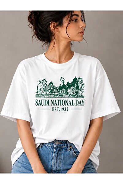 Ornella Studio Saudi Arabia National Day Women's T-Shirt 100% Cotton Oversize...