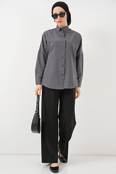 Modamorfo 103901 Oversize Basic Hijab Shirt - Gray