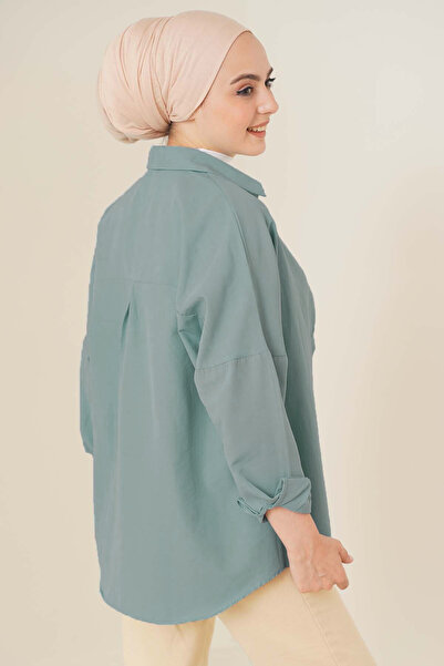 Modamorfo 103901 Oversize Basic Hijab Shirt - Water Green