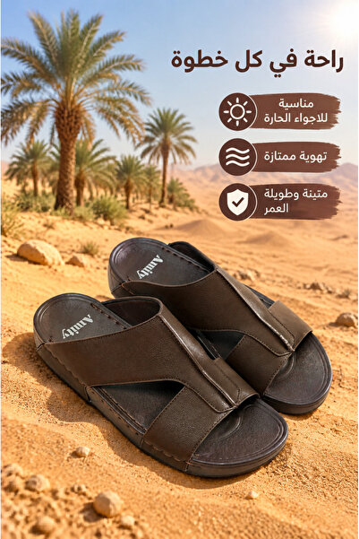 Generic Brand Mens Black Leather Slides Open Toe Asymmetric Cutout Premium Le...