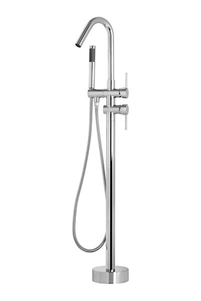 BELIANI Victoria Free Standing Tub Faucet with Handheld Shower Head, Brass Bo...