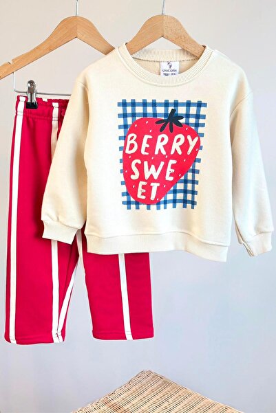 Minigimin Cicileri Berry Sweet Strawberry Printed Unicorn Children's 2-Piece ...