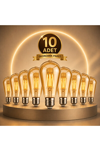 Genel Markalar ST6 LED Filament Ampul 6W 2700K Amber Cam Sarı Işık 600 Lümen ...