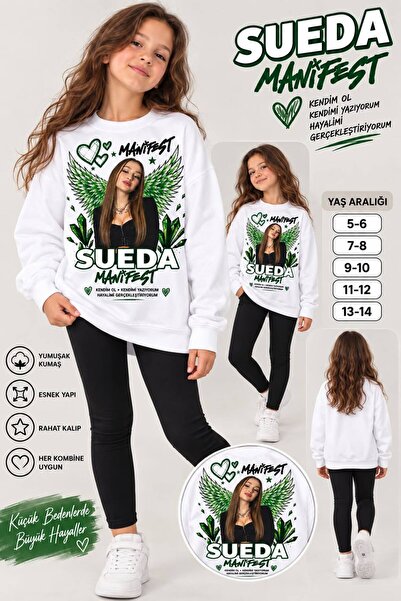SİBELİZE Sueda Manifest Printed Girls' Leggings Sweatshirt Set