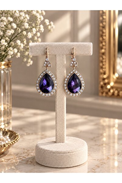 FAYRA ACCESSORIES Crystal Stone Water Drop Earrings