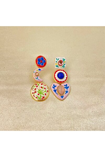 Choice 00004287 Vintage European Vacation Style Enamel Floral Heart Moon Earr...