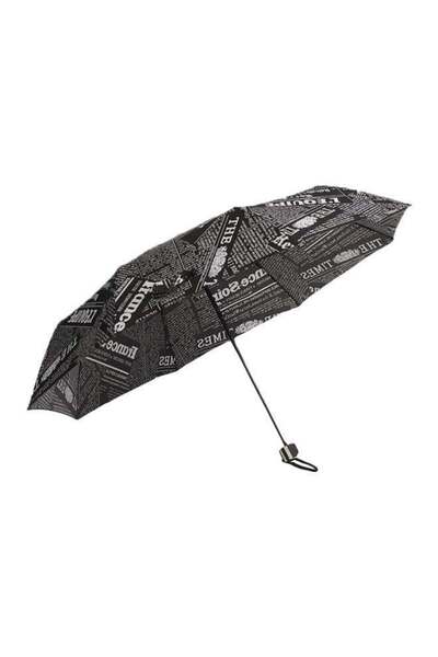 Arabest Newspaper Pattern Three-Folding Umbrella,Black and White