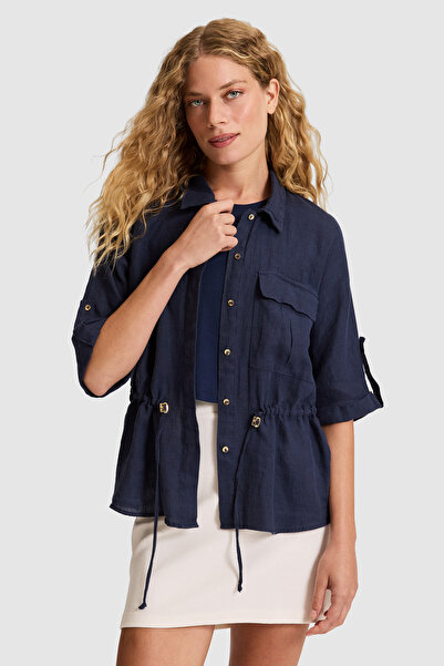 U.S. Polo Assn. قميص نسائي بأكمام قصيرة باللون الأزرق الداكن 50320159-VR033
