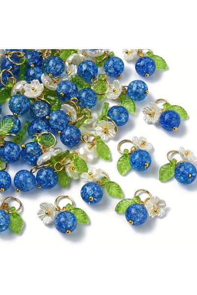 Choice Blue 30 Blueberry Charms, Suitable for Earrings and Other Handmade Cra...