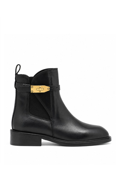 Vario Genuine Leather Warm Lined Women's Boots 053 Black (Black)