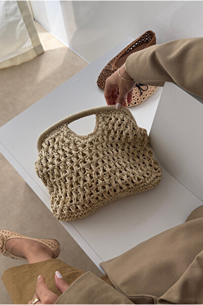 Mupa Shoes Women's Straw Handbag Beige Straw