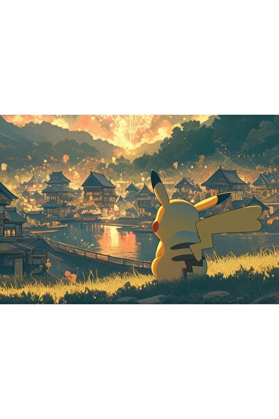 OEM Poster Pikachu văzând artificii, 61x90 cm, poster3291