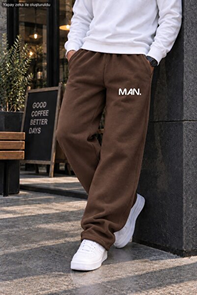 caddekombin Men's Minimal Man Typo Printed Casual Sweatpants - Loose Fit Comf...
