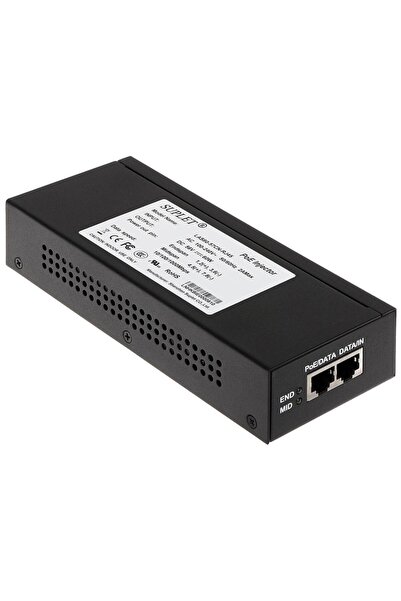 Hikvision Injector PoE, injector PoE de 60W, 2 interfețe RJ45, 10/100/1000 Mb...