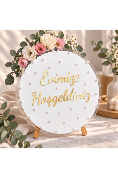Zarif Souvenirs Evimize Hoşgeldiniz Yazılı Kapı Süsü Pleksi 30 Cm