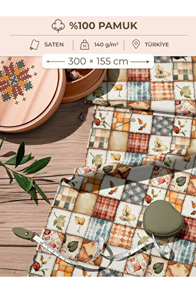 FabricMarket Țesătură patchwork din satin 100% bumbac – 300x155 cm – Model cu...