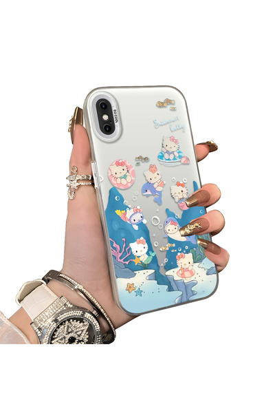 CHICASELUX iPhone X/Xs Compatible Submarine World Cartoon Cat Printed Phone C...