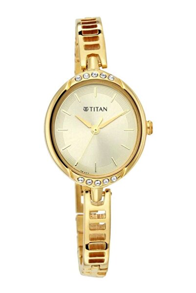 Titan Ladies Quartz Analog Golden Dial Metal Strap Watch for Women