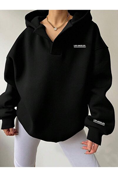 Deocept Hanorac oversize cu glugă, unisex, cu decolteu în V