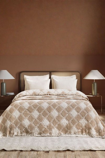 Layan Home Mosaic Desen7 Katlı Müslin Çift Kişilik Yorgan – Natural