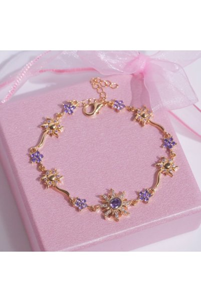 Choice YF8014-1 Sunflower Sun Style Inlaid Shiny Synthetic Zirconia Bracelet ...