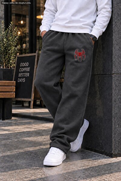 caddekombin Men's Spider Print Sweatpants - Loose Fit Comfortable Cut Two-Thr...