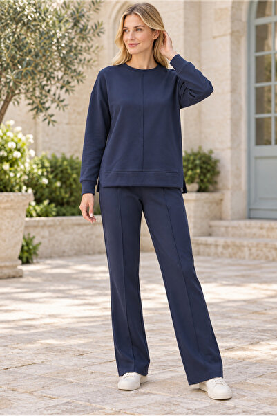 AQE FASHION Γυναικείο Σετ με Στρογγυλή Λαιμόκοψη, Μακρυμάνικο, Υφαντό με Λεπτ...