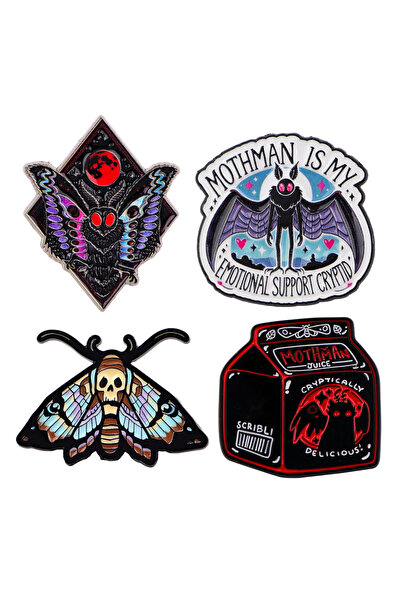 Choice 1 4pcs/set Mothman Enamel Pins Weird Metal Brooch Backpack Hat Bag Col...