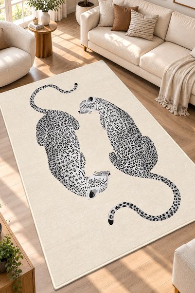 Chilai Home Just Ekru Makinede Yıkanabilir Kaymaz Taban Leke Tutmaz Dijital Salon Halısı Mutfak Halısı Ve Yolluk