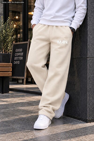 caddekombin Men's Minimal Man Typo Printed Casual Sweatpants - Loose Fit Comf...