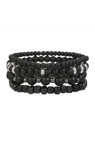 Choice 4 Pcs Set B 4Pcs/Set Black Gall Stone Volcanic Stone Wood Beads Multi-...