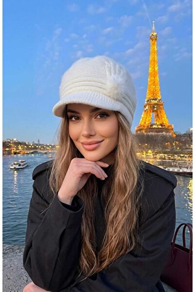 LAGRANZE Accessories Decorated Knitwear Women's Beanie with Visor