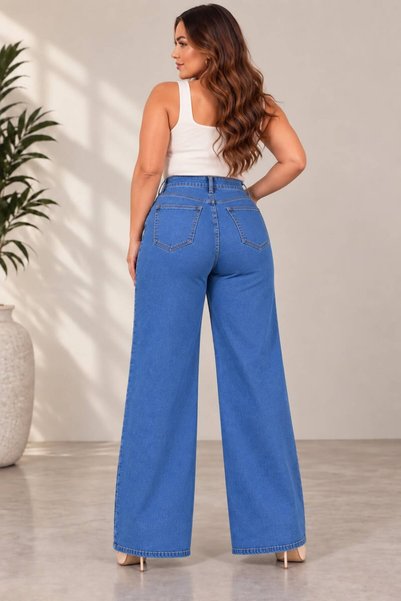 nd jeans 38-52 Ara Beden Yüksek Bel Esnek Geniş Paça Kot Pantolon – Büyük Beden Jean Rahat Kalıp