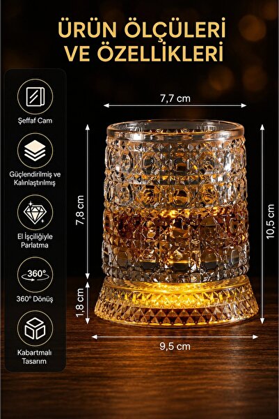 campreyon Rotating Whiskey Glass and Special Coaster – 360 °   Premium Cocktail and Beverage Glass with Spinning Crystal Pattern