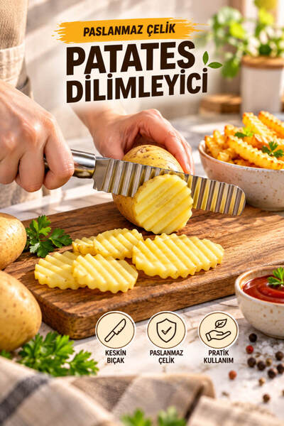 House Bird Paslanmaz Çelik Dalgalı Patates Dilimleyici Tırtıklı Sebze Kesici ...