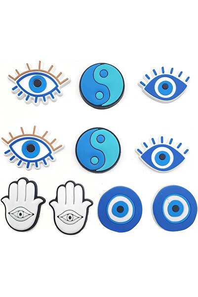 Arabest Evil Eye Shoe Charms,10 Piece PVC Rubber Decoration Set for Clogs and...