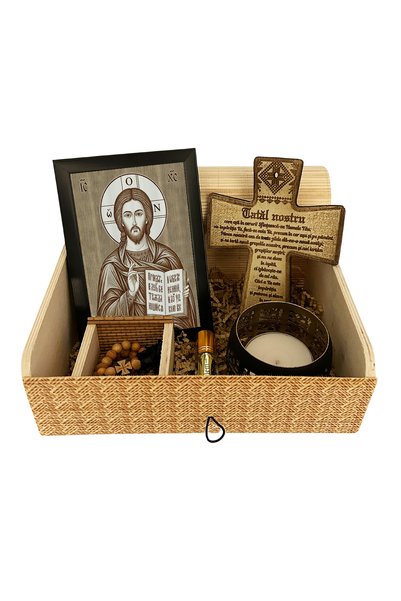 OEM Set Dar Sfant - Icoana si Rugaciune: Iisus Hristos Pantocrator cu Evanghe...