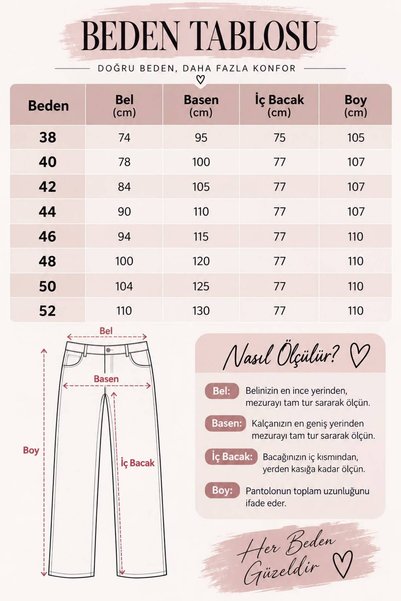 nd jeans 38-52 Ara Beden Yüksek Bel Esnek Geniş Paça Kot Pantolon – Büyük Beden Jean Rahat Kalıp