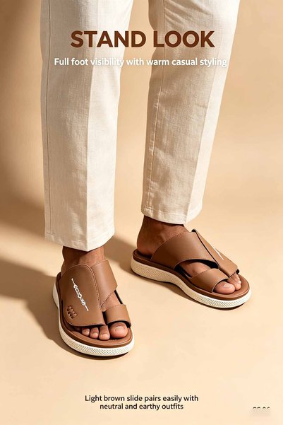 SaudEva Foot صنادل رجالية أنيقة ذات نعل سميك - تصميم عصري ومريح للقدم