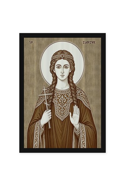 OEM Icoana Sfanta Mucenita Iubire pirogravata pe lemn, cu rama, 30 x 40 cm