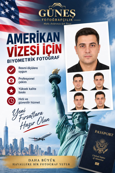 4 Adet Amerika Vizesi Biyometrik Fotoğraf Baskısı – 5x5 cm